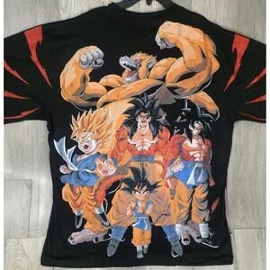 VTG Ball Z Modern AOP Crown Tag T-shirt Size 2XL Goku Super Saiyan Japan #10
